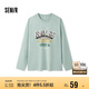 森馬長袖T恤男秋季學(xué)院風(fēng)情侶裝復(fù)古印花107624101201