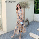 拉夏貝爾（La Chapelle）桔梗法式油畫印花連衣裙女2025夏季新款漂亮氣質(zhì)好看無袖背心裙 印花裙 M