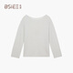 BSIEE一字領(lǐng)亮絲寬松套衫2025秋季寬松舒適上衣女 淺灰色 * M