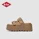 LEE COOPER8CM增高勃肯拖鞋女軟底夏季外穿沙灘鞋2025新款涼拖鞋厚底博肯鞋 駝色 36