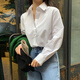 佐敘長袖襯衫女士白色2025新款夏季通勤氣質(zhì)打底外穿顯白寬松百搭秋裝 白色 S （80-100斤）