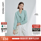 朗姿v領(lǐng)荷葉邊設(shè)計(jì)感上衣襯衣女春春季通勤高級(jí)感氣質(zhì)長(zhǎng)袖襯衫 水綠色 2XL