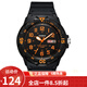 卡西歐(CASIO)學生運動手表男 簡約防水兒童表日期星期樹脂皮帶手表 黑盤橙字黑色橡膠帶MRW-200H-4B