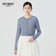 深呼吸DEEP BREATH女裝輕薄透氣空調防曬莫代爾醋酸針織開(kāi)衫女A401414 靜謐藍 S (2)