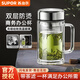 蘇泊爾（SUPOR）蘇泊爾雙層隔熱玻璃帶蓋杯保溫耐熱辦公室泡茶杯帶茶倉大容量水杯 【新升級】流光銀 570ml