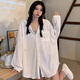 妙奕嘉白色長(zhǎng)袖薄外套女款夏季2025新款中長(zhǎng)款寬松防曬開(kāi)衫學(xué)生連帽上衣 肌理感白色連帽防曬薄外套 L 【建議135斤以內(nèi)】