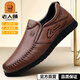 老人頭2025年夏季新款透氣洞洞皮鞋真皮軟底軟面休閑高檔手工一腳蹬皮鞋 棕色 （高品質(zhì)頭層牛皮） 41