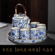 鳳陶凰（FENG TAO  HUANG）青花瓷茶壺茶杯套裝家用陶瓷茶具一壺六杯大容量客廳冷涼水壺 晉軒堂制【纏枝蓮-提梁壺】禮盒裝