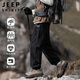 JEEP SPIRIT吉普褲子男秋冬季休閑褲男士寬松束腳運動(dòng)工裝褲潮牌沖鋒褲