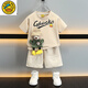 G. DUCKKIDS小黃鴨兒童夏裝套裝帥氣男童運(yùn)動童裝2025新款洋氣寶寶夏季兩件套 咖色 套裝 130 cm