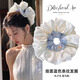 紅允奶油芭蕾風(fēng)緞面花邊大腸發(fā)圈藍(lán)條紋高級(jí)感發(fā)繩韓系甜美發(fā)飾送女友 F251奶油芭蕾大腸發(fā)圈-23cm