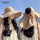 VINEY防曬帽子女2025新款夏季漁夫帽大檐護(hù)頸防紫外線遮陽(yáng)騎行太陽(yáng)帽 卡其色