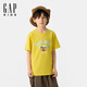 蓋璞【大小童同款】男女童夏季款小熊logo純棉短袖T恤767133 亮黃色 110 cm(4-5歲)亞洲尺碼