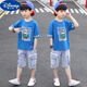 迪士尼（Disney）小學(xué)生短袖套裝新款中大童牛仔短褲兩件套夏季兒童服裝 道奇藍 套裝 130 建議身高115-125厘