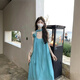 漫蔻依2025年夏季新款薄荷曼波海邊度假氛圍感沙灘裙設(shè)計感連衣裙吊帶裙 吊帶大裙擺 M 100-110斤