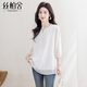 絲柏舍條紋襯衫2026春裝新款女裝蕾絲拼接氣質(zhì)通勤七分袖上衣