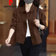 皮爾卡丹（pierre cardin）秋冬短外套女士2025年新款小個(gè)子休閑夾克時(shí)尚氣質(zhì)上衣潮流 咖色《今年流行小香風(fēng)歐貨西裝風(fēng) 常規 M (90-105斤)