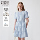 Teenie Weenie小熊女裝白色連衣裙夏季少女感蕾絲短裙子 藍色 S