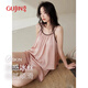 古今（GUJIN）春夏上新性感冰絲仿真絲睡衣女家居服吊帶背心帶胸墊睡褲套裝L