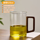 GIANXI茶杯高硼硅玻璃杯綠茶泡茶杯耐高溫防燙杯子帶把手喝茶水杯 木把透明525ml-加厚耐高溫