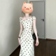 早美（ZaoMei）法式氣質白色波點連衣裙子女裝夏季2025新款立體花朵收腰包臀長裙 波點連衣裙 M