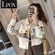 LPOX牛仔外套女ins潮個(gè)性涂鴉工裝夾克寬松韓版學(xué)院風(fēng)炸街外套女短款 白色 8892# S 80-95
