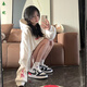 芭瑾圖美式火焰字母刺繡連帽衛(wèi)衣女2025春秋新款情侶寬松帽衫ins潮 白色【重磅銀狐絨】版/刺繡火焰 M