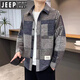 JEEP SPIRIT春季新款男士含仿羊毛潮流民族風(fēng)花紋呢子襯衫復(fù)古時尚翻領(lǐng)外套 藏藍(lán)色 L 125-145斤
