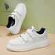 美國馬球協(xié)會（U.S.POLO ASSN.）休閑男鞋板鞋男2025春夏新款小白鞋時尚百搭魔術(shù)貼透氣男士休閑鞋 白藍(lán)色 41 -