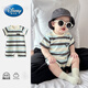 迪士尼（Disney）男寶寶連體衣夏季嬰兒衣服夏裝超萌洋氣新生嬰幼兒夏天短袖外出服 條紋連體衣 66cm #建議10-15斤#