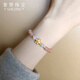 奢贊999足金胖福小金坨黃金手鏈女款桃花小蠻腰金坨坨太陽(yáng)石串珠手串 【足金】0.8-0.9g 太陽(yáng)石手鏈