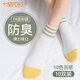 莫代爾10雙襪子女士春夏季透氣休閑運動(dòng)襪撞色羅口ins風(fēng)潮襪白色短襪