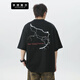 京獅戴爾國潮美式閃電印花短袖t恤男夏季新款潮牌高街情侶上衣 黑色 MT7155 L