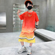 卡兔藍(lán)貓夏季新款兒童球衣男童籃球服套裝男孩速干訓(xùn)練服運(yùn)動(dòng)服短袖中大童 紅色 140