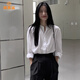派吉鯊圓領(lǐng)白色襯衫女長袖2025春法式打底襯衣復(fù)古設(shè)計(jì)感小眾泡泡袖上衣白色S