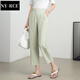 NY-RCE香蕉褲女天絲亞麻九分哈倫褲2025新款夏季薄款透氣寬松休閑蘿卜褲 抹茶綠 28