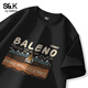班尼路（Baleno）S&K系列短袖t恤男夏季美式潮牌休閑上衣情侶寬松透氣純棉五分袖男
