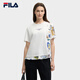 FILA 斐樂官方女子針織短袖衫2025夏新款時尚休閑舒適拼接圓領(lǐng)T恤 云菇白-WT XL 175/92A/XL