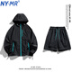 NY-MR潮牌防曬套裝男夏季日系工裝連帽夾克學(xué)生冰感休閑透氣衣服情侶裝 GS-7108#暗黑色 XL