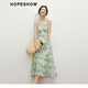 紅袖油畫(huà)感碎花雪紡連衣裙2025夏季新款女裝【綠野幽光】V領(lǐng)吊帶裙 花園綠305 S
