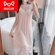 貓人（MiiOW）吊帶睡裙女夏季薄款性感公主宮廷風(fēng)帶胸墊莫代爾寬松冰絲家居服 MBN-8805#粉色-無(wú)胸墊 M 160