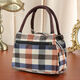 橙央防水包包2020女 媽媽婆婆帆布手提買(mǎi)菜包 老年人牛津小布包 方格 三拉鏈
