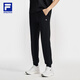 FILA 斐樂官方女士針織長(zhǎng)褲2025夏季新款健身運(yùn)動(dòng)基礎(chǔ)防曬收口褲 深黑-BK M 165/66A/M
