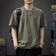 古先森美式重磅短袖t恤男2025夏季印花潮牌休閑寬松大碼半袖圓領(lǐng)體恤衫 軍綠色 L 【130-145斤】