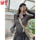 莜仙格V領(lǐng)薄款微透防曬針織衫女春季2025新款修身顯瘦簡(jiǎn)約套頭個(gè)性罩衫 深灰色款 L 105-116斤