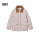 森馬（Semir）[商場(chǎng)同款]棉服女中長(zhǎng)款輕薄寬松拼接翻領(lǐng)2024冬棉衣101724112007