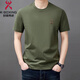 勁霸高端夏季新款純棉圓領(lǐng)短袖t恤男休閑時(shí)尚體恤寬松上衣半袖男 9938款軍綠 XL 175建議140斤-160斤