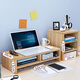 林家小子棟哈桌面收納ins筆記本電腦增高架宿舍 顯示器加寬墊高神器置物架 雙層組合（原木色）