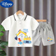迪士尼（Disney）男童夏季polo衫新款女童短袖短褲套裝寶寶兒童酷帥T恤 白色翻領(lǐng)T+灰短褲【左下恐龍挖掘 110 建議身高105-115厘米