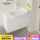 莎琳達(dá) 極窄小戶(hù)型浴室柜陶瓷大肚洗手盆陽(yáng)臺(tái)衛(wèi)生間洗漱臺(tái)洗臉盆蜂窩鋁 80cm主柜+智能美妝鏡柜